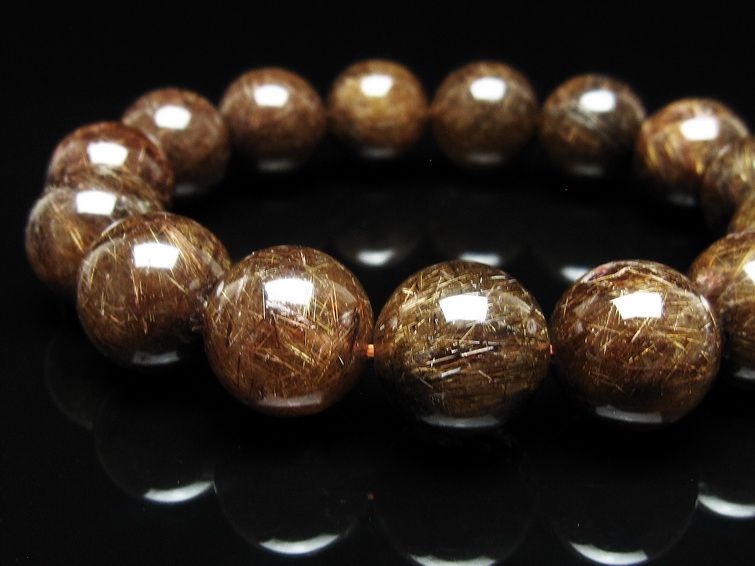 ルチルクォーツ ブレスレット 15mm ブロンズルチル ブレス 一点物 111-50833