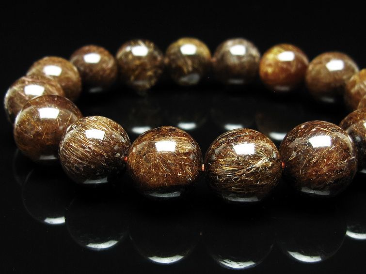 ルチルクォーツ ブレスレット 13mm ブロンズルチル ブレス 一点物 111-50834