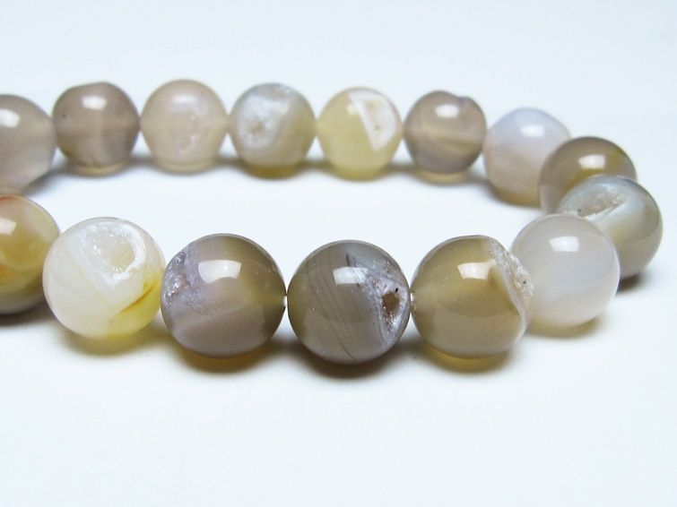 アゲート 笑口ブレスレット 12mm メール便可 一点物 111-51652