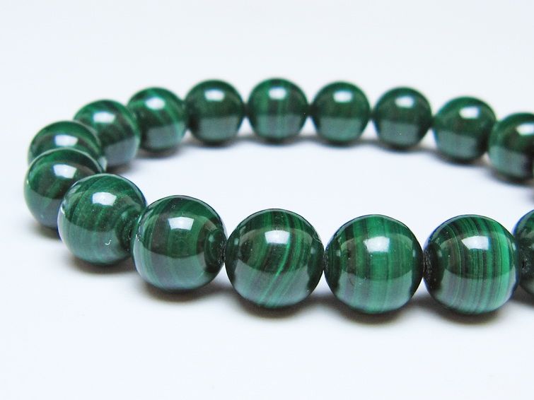 マラカイト ブレスレット 10mm メール便可 一点物 111-51822