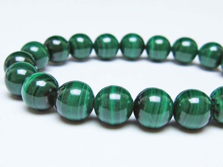 マラカイト ブレスレット 10mm メール便可 一点物 111-51823