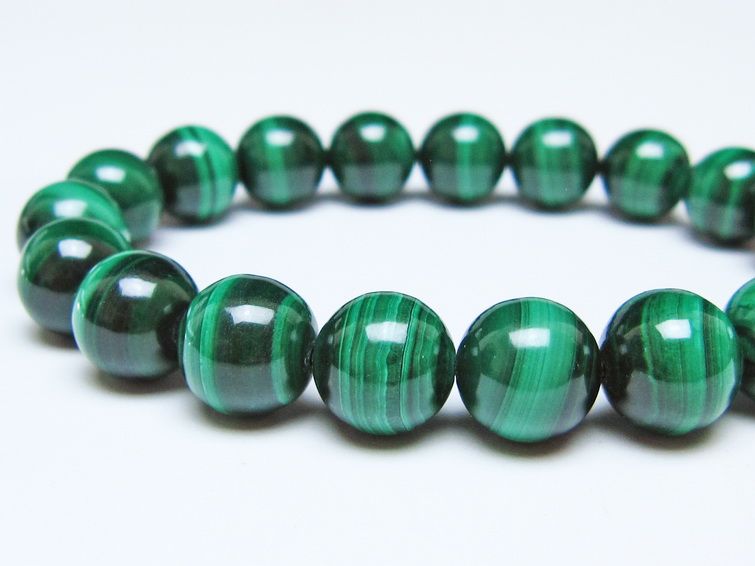 マラカイト ブレスレット 10mm メール便可 一点物 111-51826