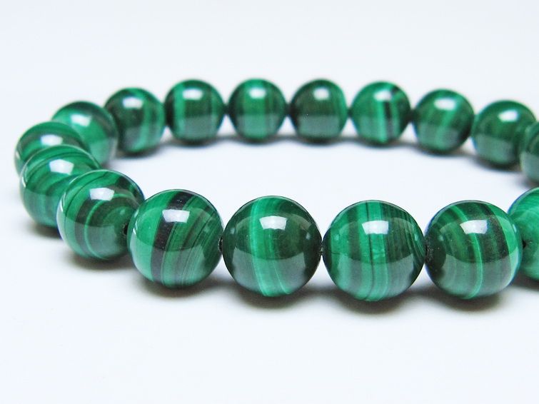 マラカイト ブレスレット 10mm メール便可 一点物 111-51828
