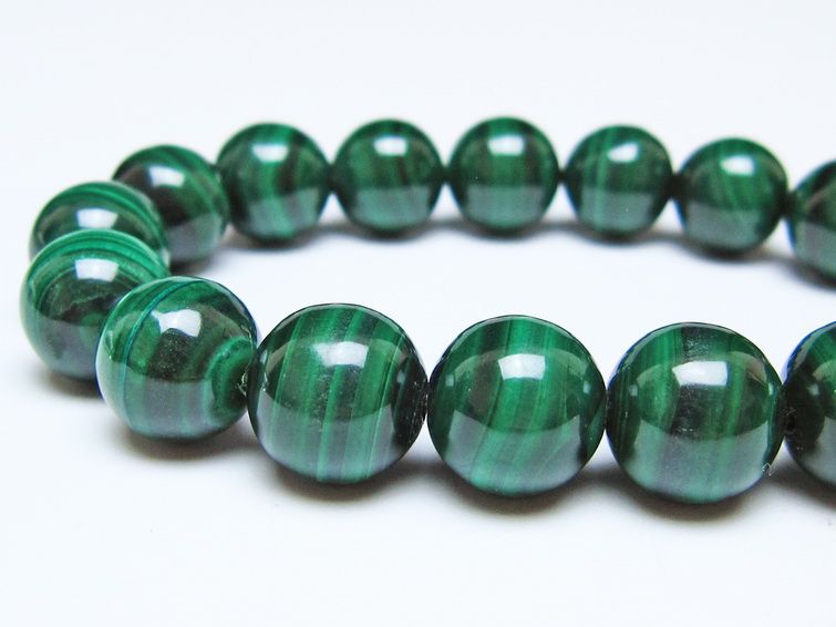 マラカイト ブレスレット 12mm メール便可 一点物 111-51832