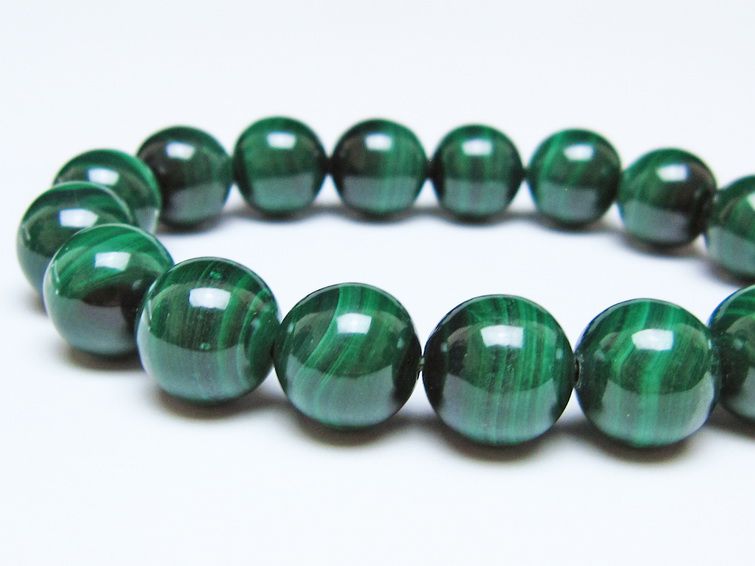 マラカイト ブレスレット 12mm メール便可 一点物 111-51834