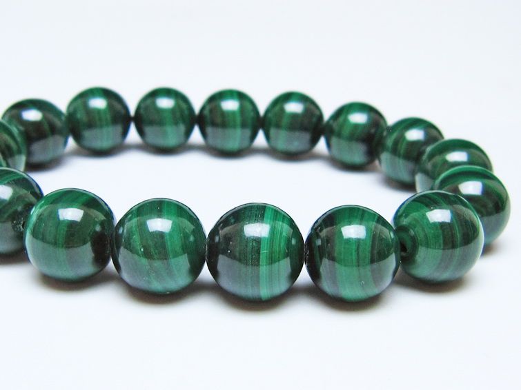 マラカイト ブレスレット 12mm メール便可 一点物 111-51839