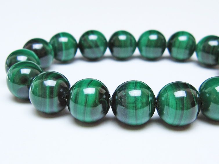 マラカイト ブレスレット 12mm メール便可 一点物 111-51841
