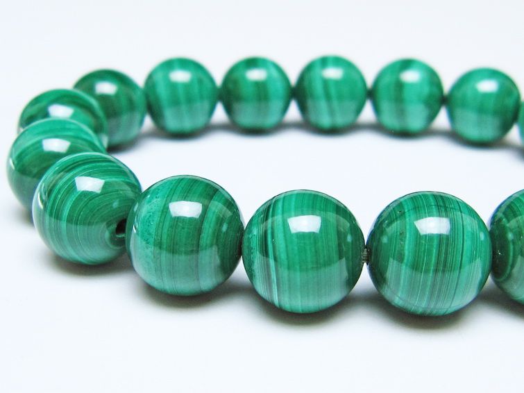 マラカイト ブレスレット 12mm メール便可 一点物 111-51846