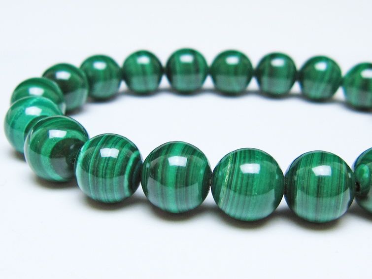 マラカイト ブレスレット 10mm メール便可 一点物 111-51858