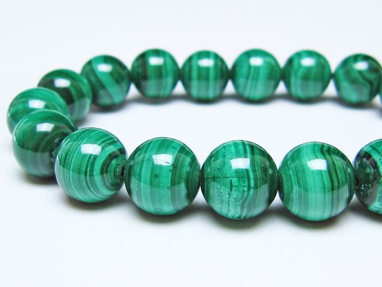 マラカイト ブレスレット 12mm メール便可 一点物 111-51864