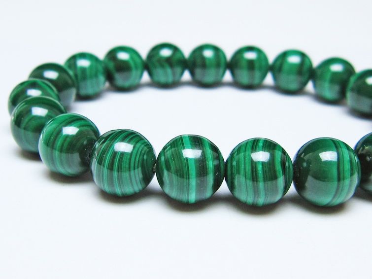 マラカイト ブレスレット 10mm メール便可 一点物 111-51876