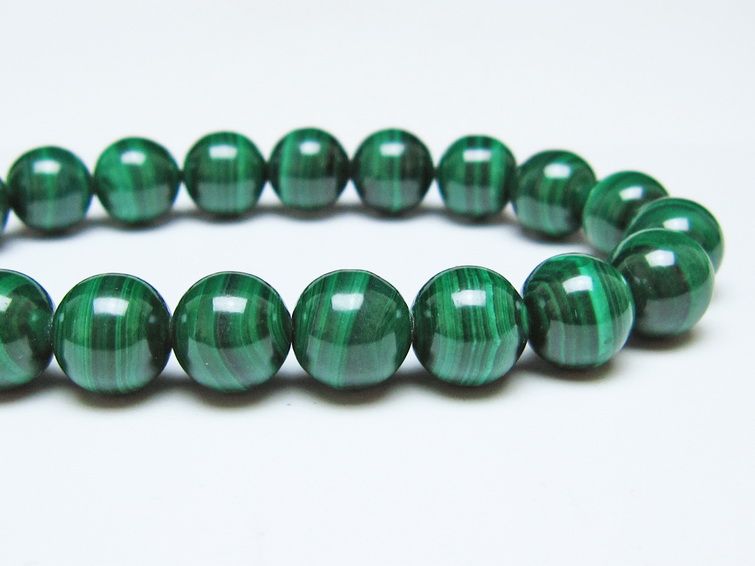 マラカイト ブレスレット 10mm メール便可 一点物 111-51885
