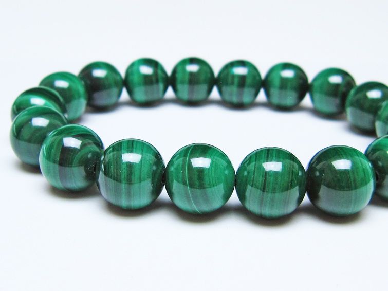 マラカイト ブレスレット 12mm メール便可 一点物 111-51921