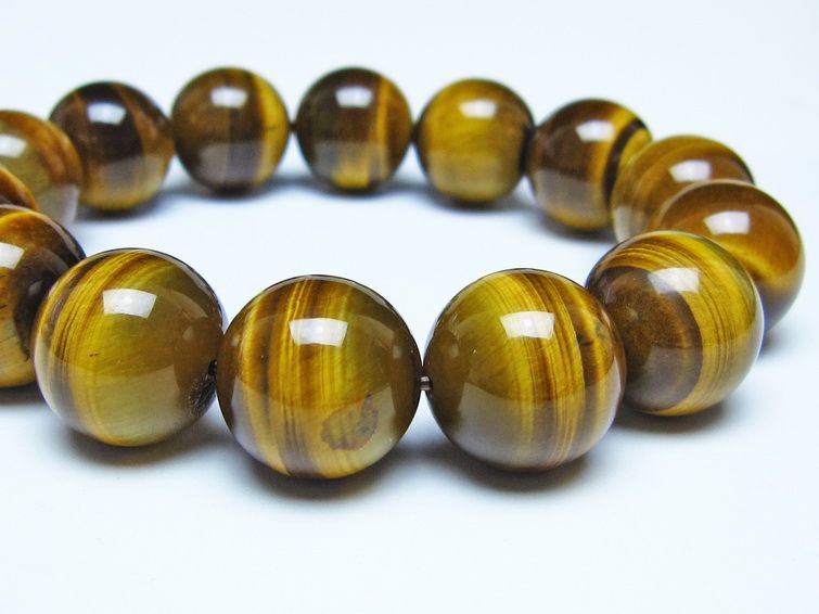 タイガーアイ ブレスレット 16mm イエロータイガーアイ メール便可 一点物 111-52270