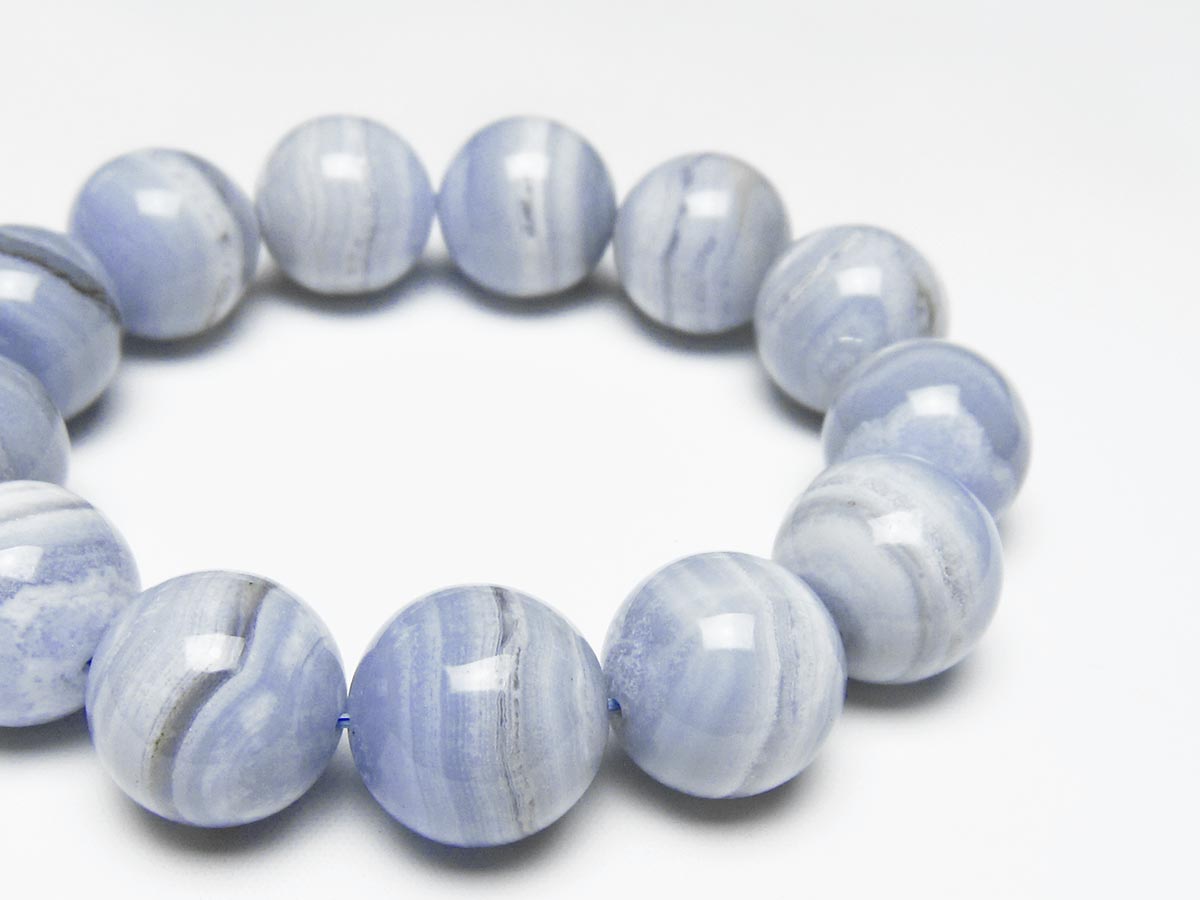 ブルーレースアゲート ブレスレット 18mm メール便可 一点物 111-52372