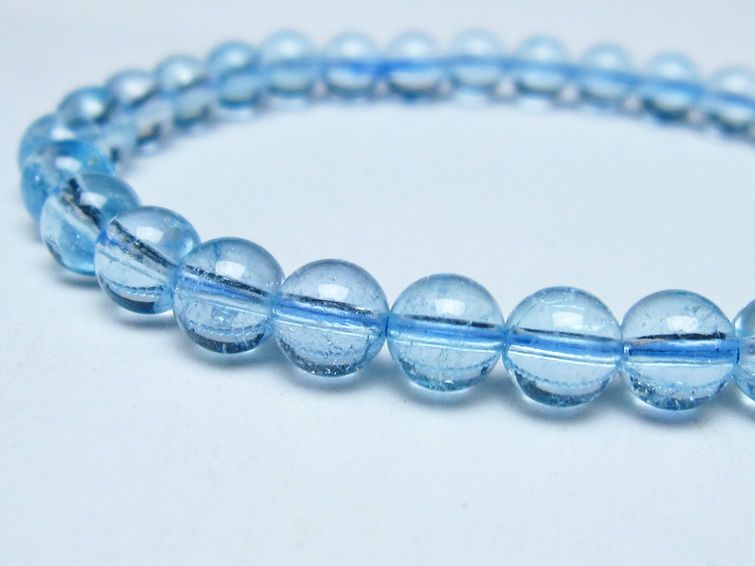 ブルートパーズ ブレスレット 6mm トパーズ 一点物 メール便可 111-53684
