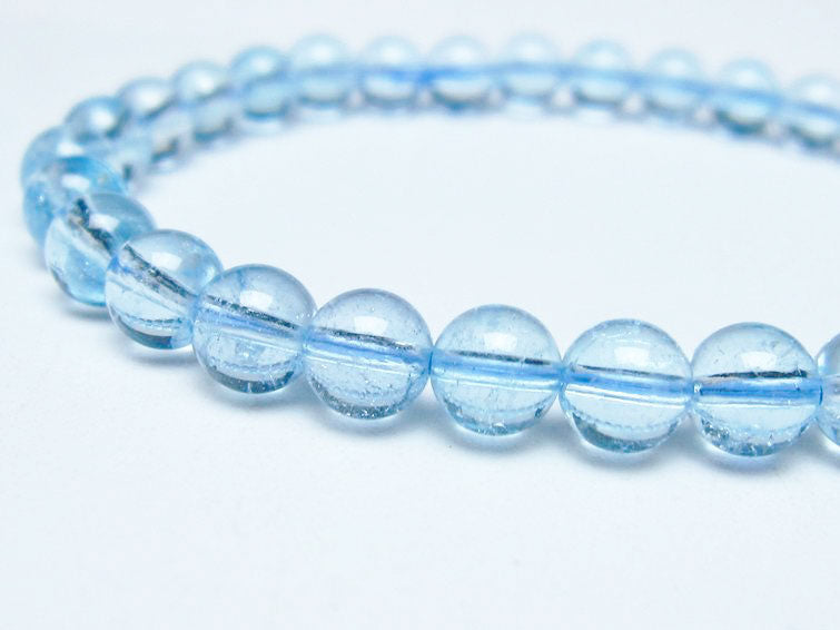 ブルートパーズ ブレスレット 6mm トパーズ 一点物 メール便可 111-53684