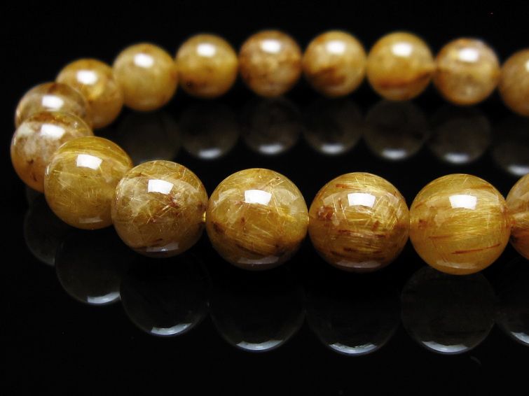 タイチンルチルクォーツ ブレスレット 10mm ルチルクォーツ ブラウンゴールド 111-53773