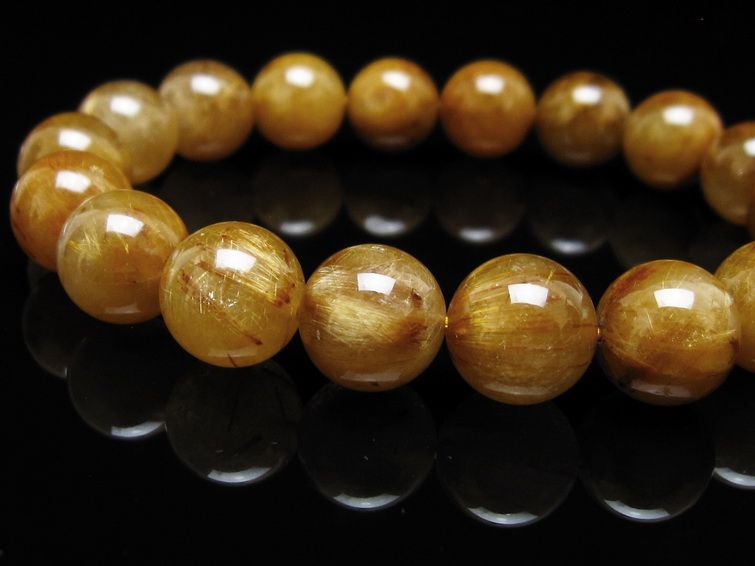 タイチンルチルクォーツ ブレスレット 12mm ルチルクォーツ ブラウンゴールド 111-53776