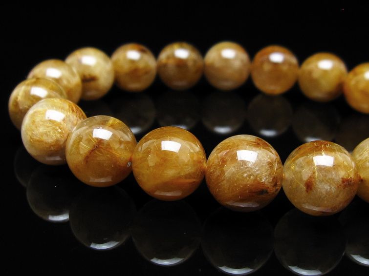 タイチンルチルクォーツ ブレスレット 12mm ルチルクォーツ ブラウンゴールド 111-53779