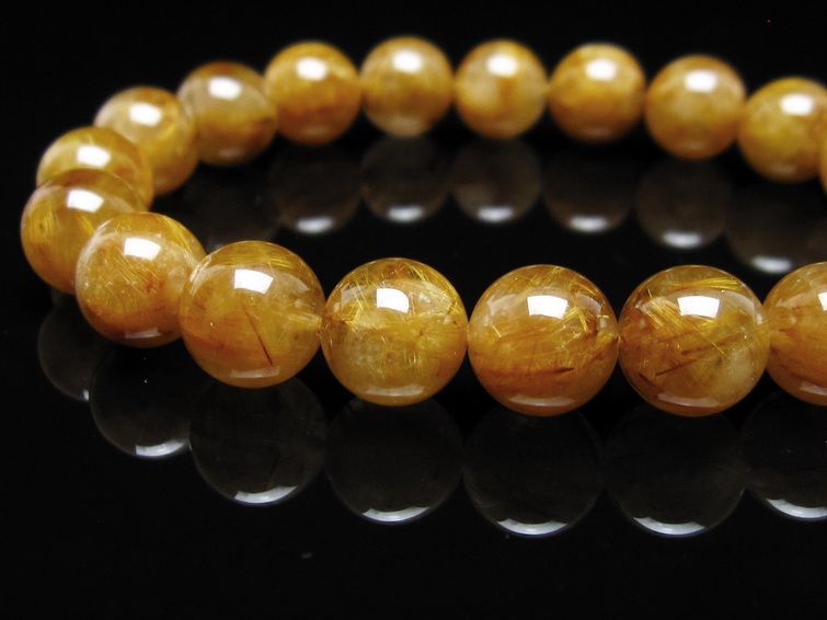 タイチンルチルクォーツ ブレスレット 10mm ルチルクォーツ ブラウンゴールド 111-53791