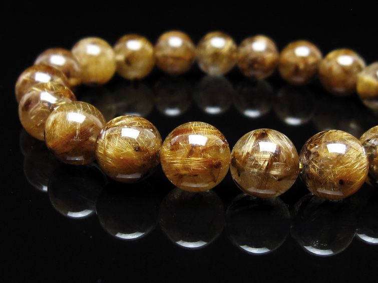 タイチンルチルクォーツ ブレスレット 10mm ルチルクォーツ ブラウンゴールド 111-53811
