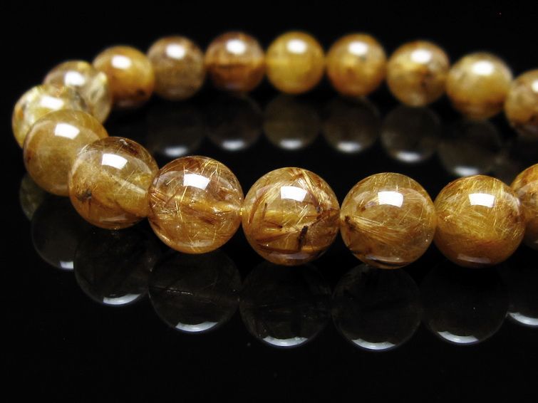 タイチンルチルクォーツ ブレスレット 10mm ルチルクォーツ ブラウンゴールド 111-53813