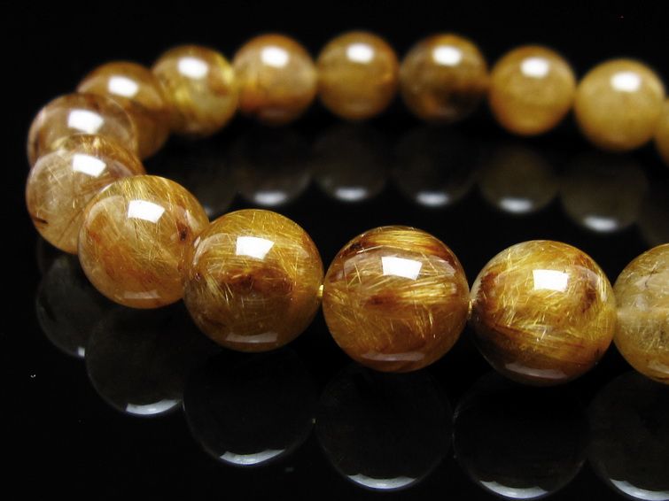 タイチンルチルクォーツ ブレスレット 12mm ルチルクォーツ ブラウンゴールド 111-53818