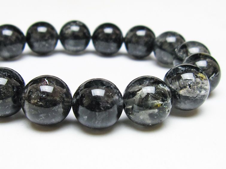 ブラックエレスチャルクォーツ ブレスレット 14mm 一点物 111-53824