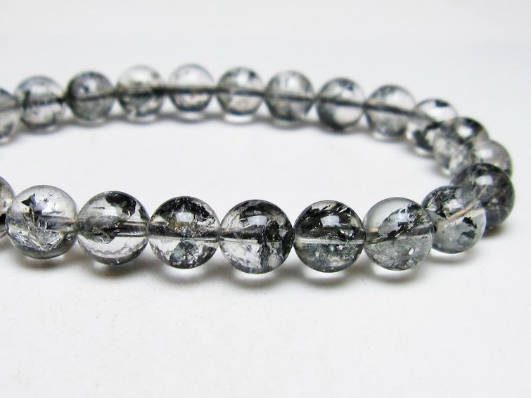 ブラックエレスチャルクォーツ ブレスレット 8mm 一点物 メール便可 111-53836