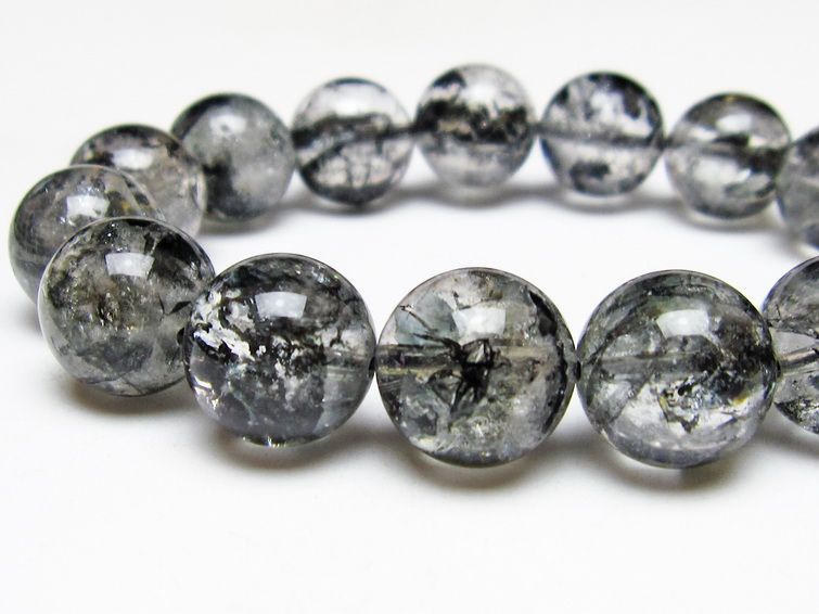ブラックエレスチャルクォーツ ブレスレット 15mm 一点物 111-53844