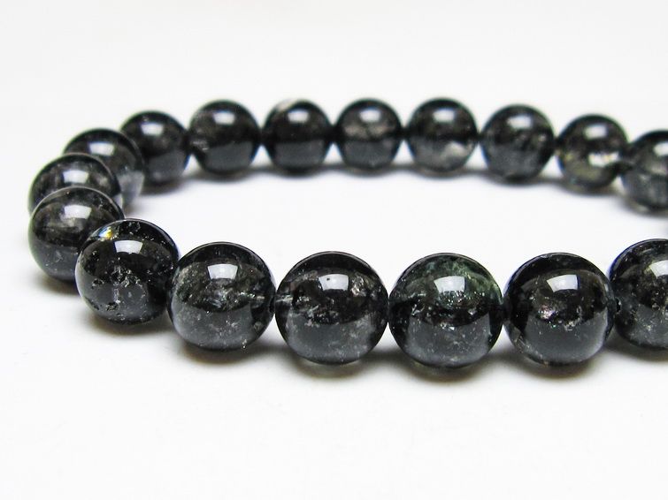 ブラックエレスチャルクォーツ ブレスレット 10mm 一点物 メール便可 111-53854