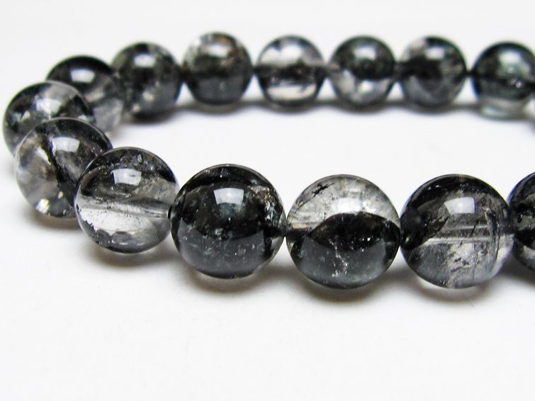 ブラックエレスチャルクォーツ ブレスレット 11mm 一点物 111-53856