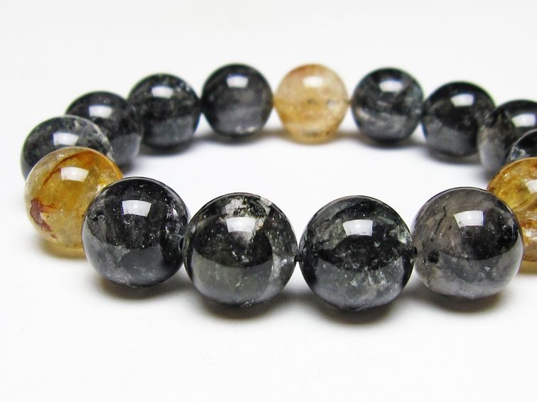 ブラックエレスチャルクォーツ ブレスレット 15mm 一点物 111-53868