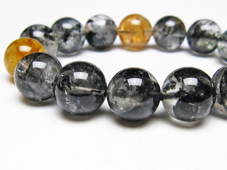 ブラックエレスチャルクォーツ ブレスレット 15mm 一点物 111-53889