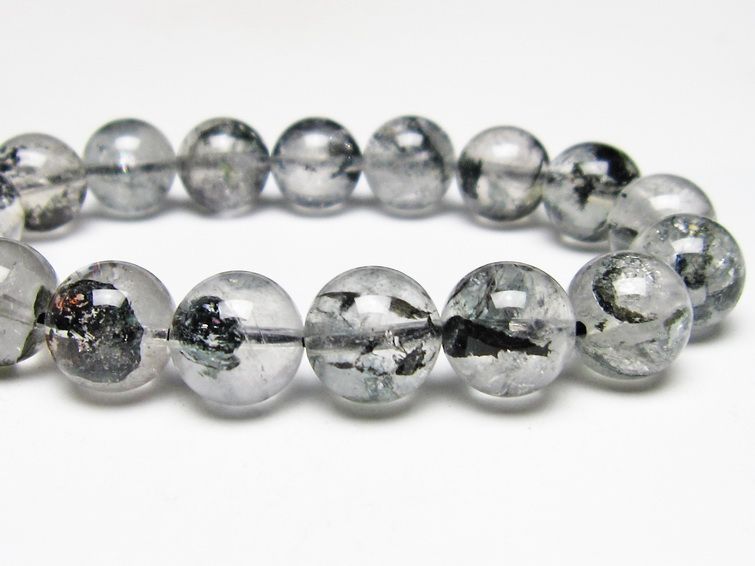 ブラックエレスチャルクォーツ ブレスレット 12mm メール便可 一点物 111-53964
