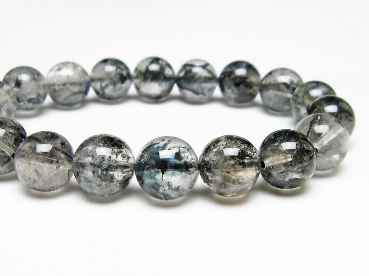 ブラックエレスチャルクォーツ ブレスレット 12mm メール便可 一点物 111-54029