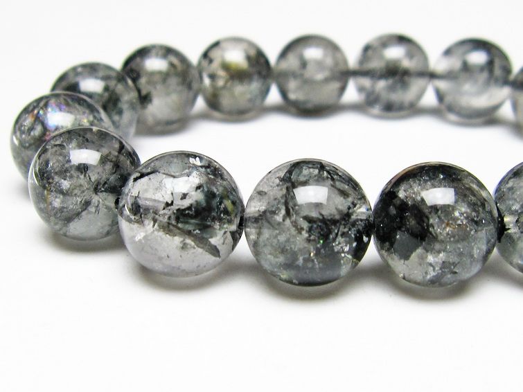 ブラックエレスチャルクォーツ ブレスレット 13mm メール便可 一点物 111-54033