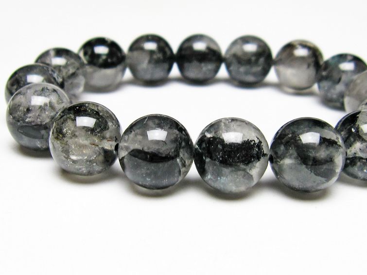 ブラックエレスチャルクォーツ ブレスレット 14mm メール便可 一点物 111-54039