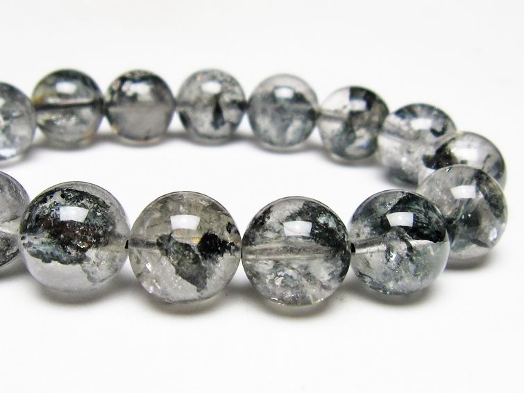 ブラックエレスチャルクォーツ ブレスレット 14mm メール便可 一点物 111-54043