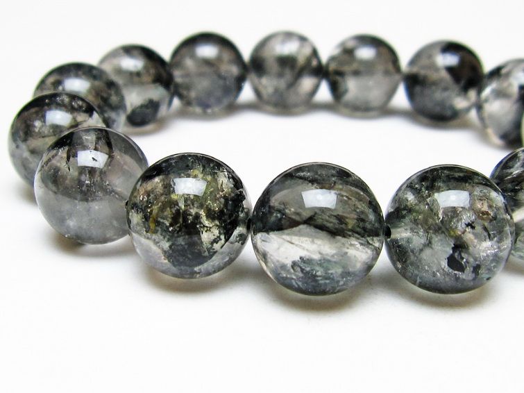 ブラックエレスチャルクォーツ ブレスレット 15mm 一点物 111-54044