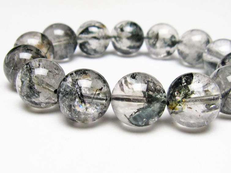 ブラックエレスチャルクォーツ ブレスレット 15mm 一点物 111-54045