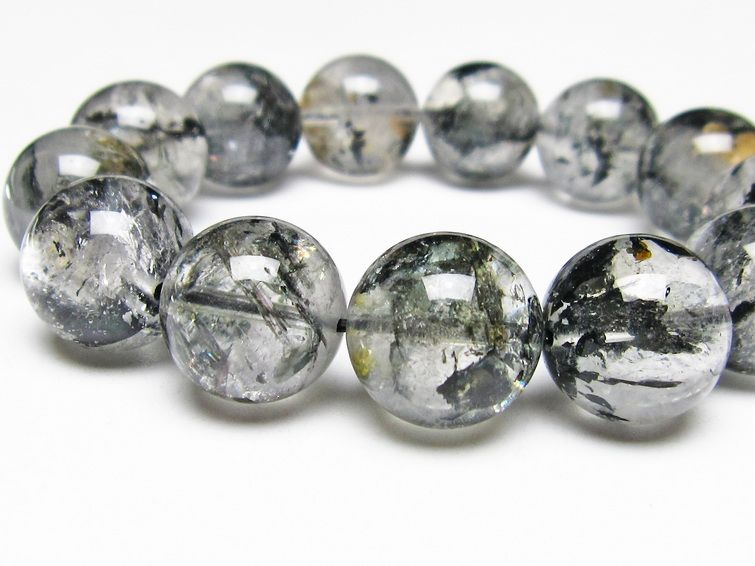 ブラックエレスチャルクォーツ ブレスレット 17mm 一点物 111-54050