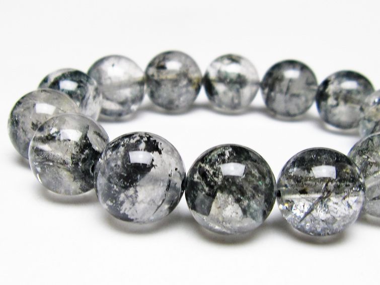 ブラックエレスチャルクォーツ ブレスレット 16mm 一点物 111-54054