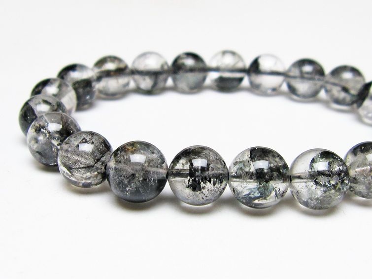 ブラックエレスチャルクォーツ ブレスレット 10mm メール便可 一点物 111-54078