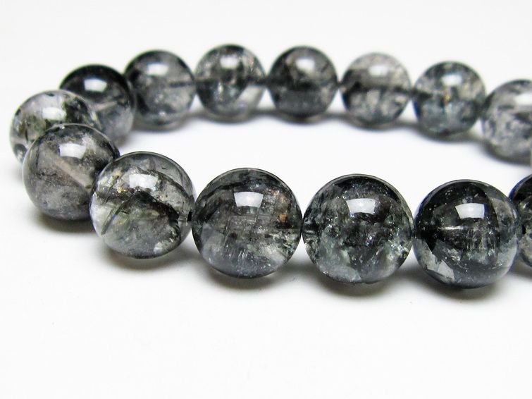 ブラックエレスチャルクォーツ ブレスレット 13mm 一点物 111-54098