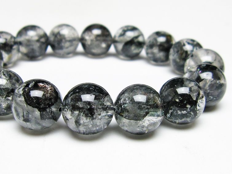 ブラックエレスチャルクォーツ ブレスレット 14mm 一点物 111-54101