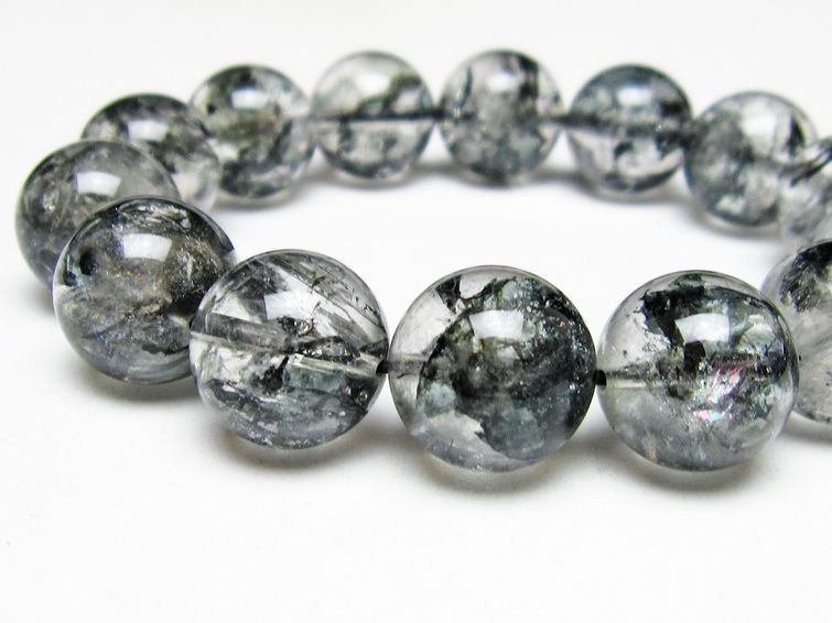 ブラックエレスチャルクォーツ ブレスレット 16mm 一点物 111-54107