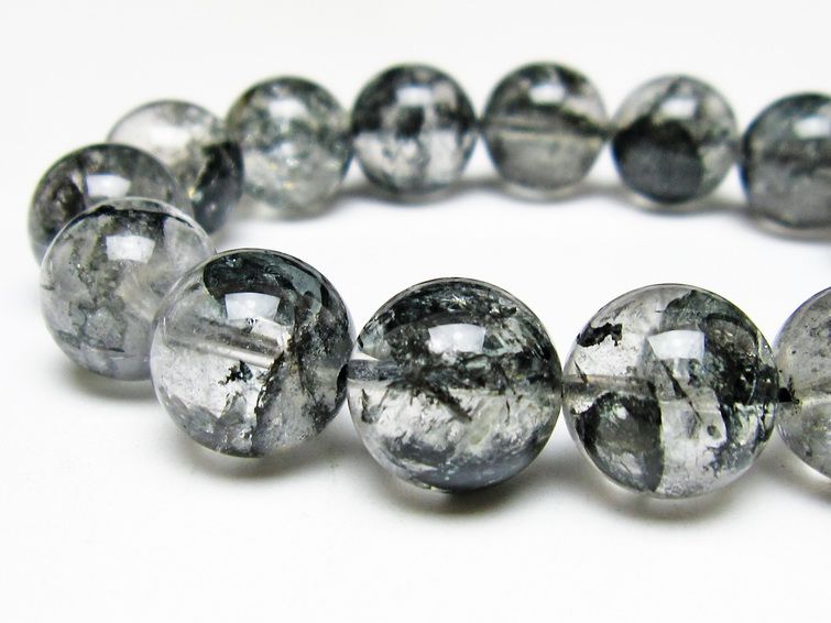 ブラックエレスチャルクォーツ ブレスレット 15mm 一点物 111-54108