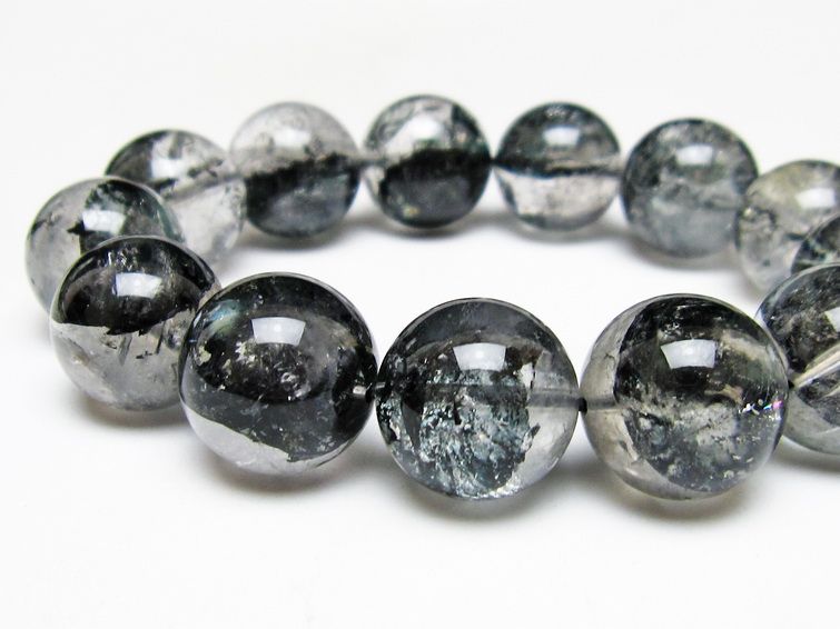 ブラックエレスチャルクォーツ ブレスレット 17mm 一点物 111-54112